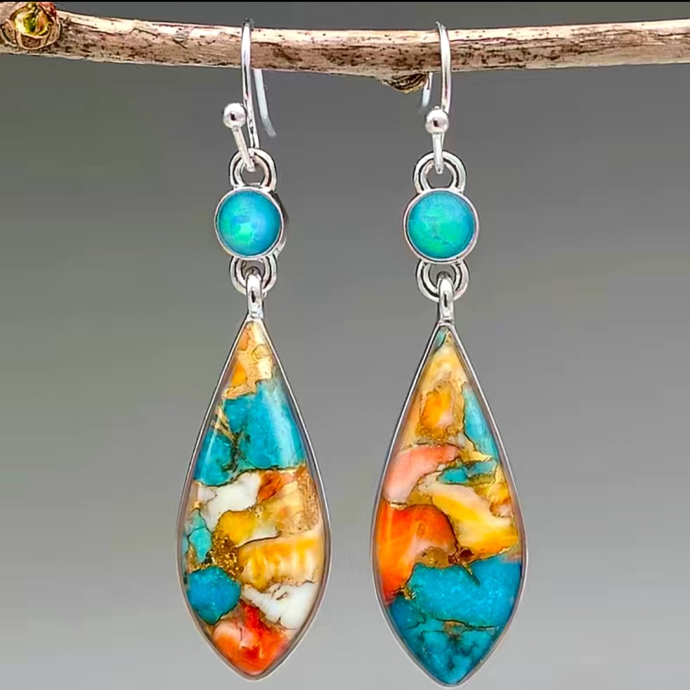Colorful Glass Teardrop Earrings